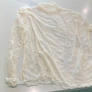 Sheer Lace Mock Neck Layering Top